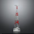 Communication Tower Steel Structure With Red And White Sections And Antenna On Top