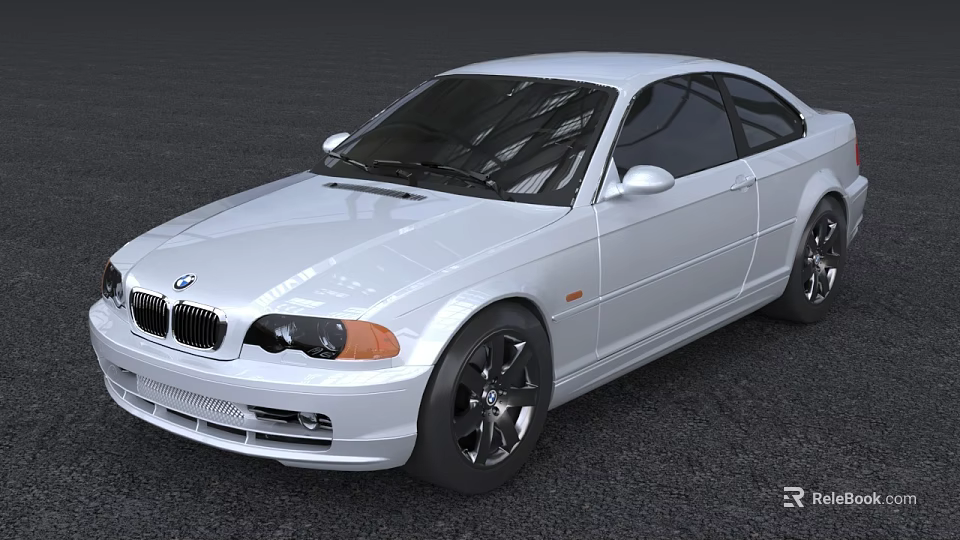 White BMW Two Door Coupe With Sporty Design And Black Wheels 3d model 