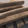 Rough Stone And Wood Logs Stacked For Natural Building Material