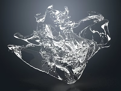 Water Fountain With Dynamic Flowing Splashing Form And Transparent Artistic Design 3d model