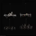 Modern Unique Design Chandeliers With Glass Elements And Metal Frames For Interior Decor
