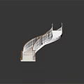 Spiral Staircase with Wooden Steps and White Railings in Modern Interior Design