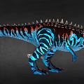 Vibrant Blue And Black Striped Reptile With Spiked Back And Red Head