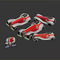 Red And White Styled Toy Race Car Models In Multiple Designs Collection 3d model