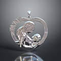 Silver Heart Shaped Fashion Jewelry Pendant With Mother And Child Design And MOM Lettering