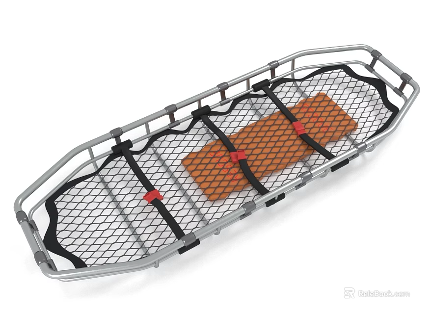 Fire Rescue Stretcher With Metal Frame Net And Straps 3d model 