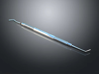 Stainless Steel Medical Instrument With Double Curved Tips And Ergonomic Grip For Surgical Procedures 3d model