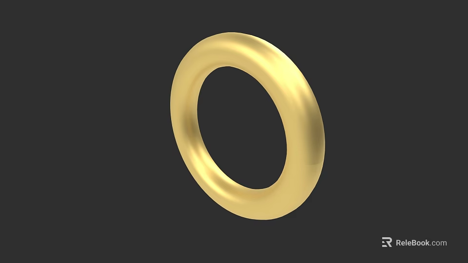 Shiny Polished Gold Ring With Simple Classic Jewelry Design For Daily Wear 3d model 