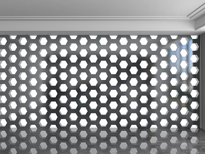 Modern Metal Background Wall With Hexagonal Holes And Geometric Design 3d model
