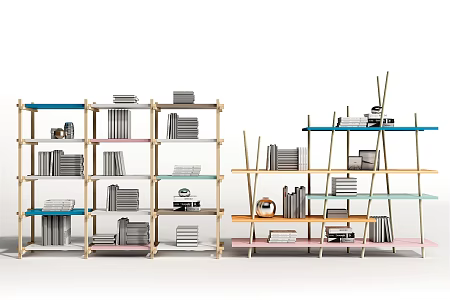 Modern Bookshelf Color Simple Bookshelf Bookcase 3d model