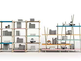 Modern Bookshelf Color Simple Bookshelf Bookcase 3d model