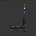 Military Missile With Red Tip And Gray Launcher Structures As Weapon System 3d model