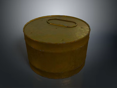 Vintage Brass Metal Round Storage Bucket With Handle For Home Organization 3d model