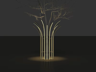 Modern Illuminated Tree Structure With Glowing Lines And Ambient Lighting 3d model