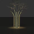 Modern Illuminated Tree Structure With Glowing Lines And Ambient Lighting