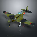 Green And Black Camouflage Airplane Model With Red Star Emblems On Wings And Transparent Cockpit