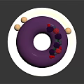 Purple Ring Cake Topped With Fresh Berries And Golden Layered Base