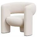 Modern Beige Upholstered Leisure Chair With Curved Armrests Comfortable Seat And Sleek Silhouette