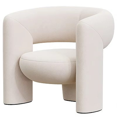 Modern Beige Upholstered Leisure Chair With Curved Armrests Comfortable Seat And Sleek Silhouette 3d model