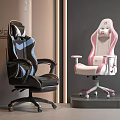 Modern Gaming Chairs With Black Blue Accents And White Pink Details