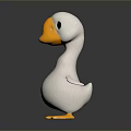 White Duck Toy Figure With Yellow Beak And Orange Webbed Feet