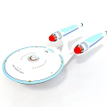 U.S.S. Enterprise Cosmic Spaceship Model With Disc Shaped Design Blue Engines And Red Thrusters