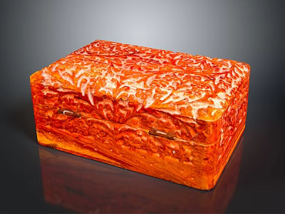 Orange Carved Pattern Storage Box For Clothing Accessories And Garment Organization 3d model