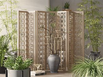 New Chinese-style screen partition 3d model