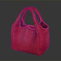 Chic Red Woven Handbag With Structured Shape And Textured Pattern 3d model