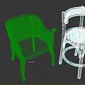 Wicker Armchair With Blue Cushion And Round Stool Rattan Weave Design