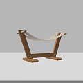 Modern Wooden Hammock Style Stand With White Fabric Structure Design 3d model