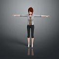 3D Child Model Standing With Arms Outstretched In Gray Jacket And Blue Shoes