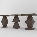 Modern Wooden Side Tables With Geometric Bases In Three Different Sizes 3d model