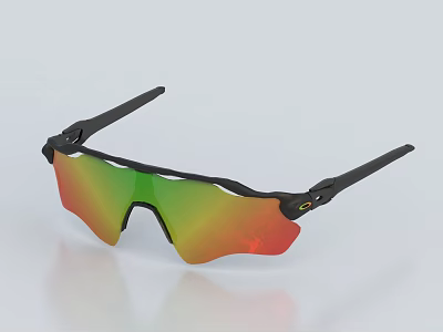 Stylish Black Frame Sunglasses With Gradient Green To Red Lenses 3d model
