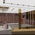 Luxury Boutique Store Interior With Glass Display Cases Gold Accents Sofa Seating And Shelves