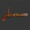Golden Faucet as Daily Necessity With Knob Worn Surface and Green Base