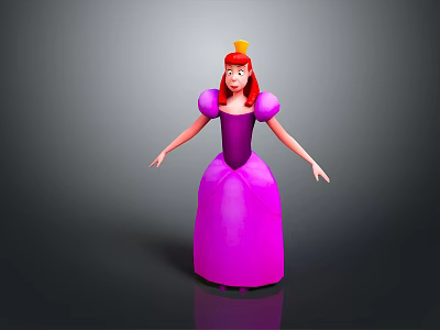 Woman With Red Hair Yellow Crown And Purple Dress 3D Character 3d model