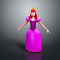 Woman With Red Hair Yellow Crown And Purple Dress 3D Character