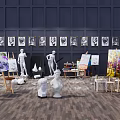 Creative Art Studio With Easels Canvases Paints Plaster Statues And Musical Instruments