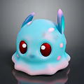 Cute Blue Creature Character With Red Big Eyes Purple Blue Ears And Pink Spots