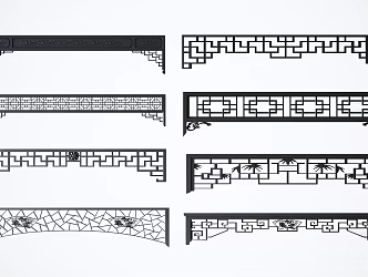 New Chinese Style Hanging Door Head Carved Flower Lattice Hanging Component 3d model
