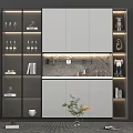 Modern Wine Cabinet Interior With Built in Lighting And Glass Shelves Decorative Items