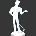 3D Game Movie Character Model in Gray Vest White Shirt Standing Pose with Pedestal Base