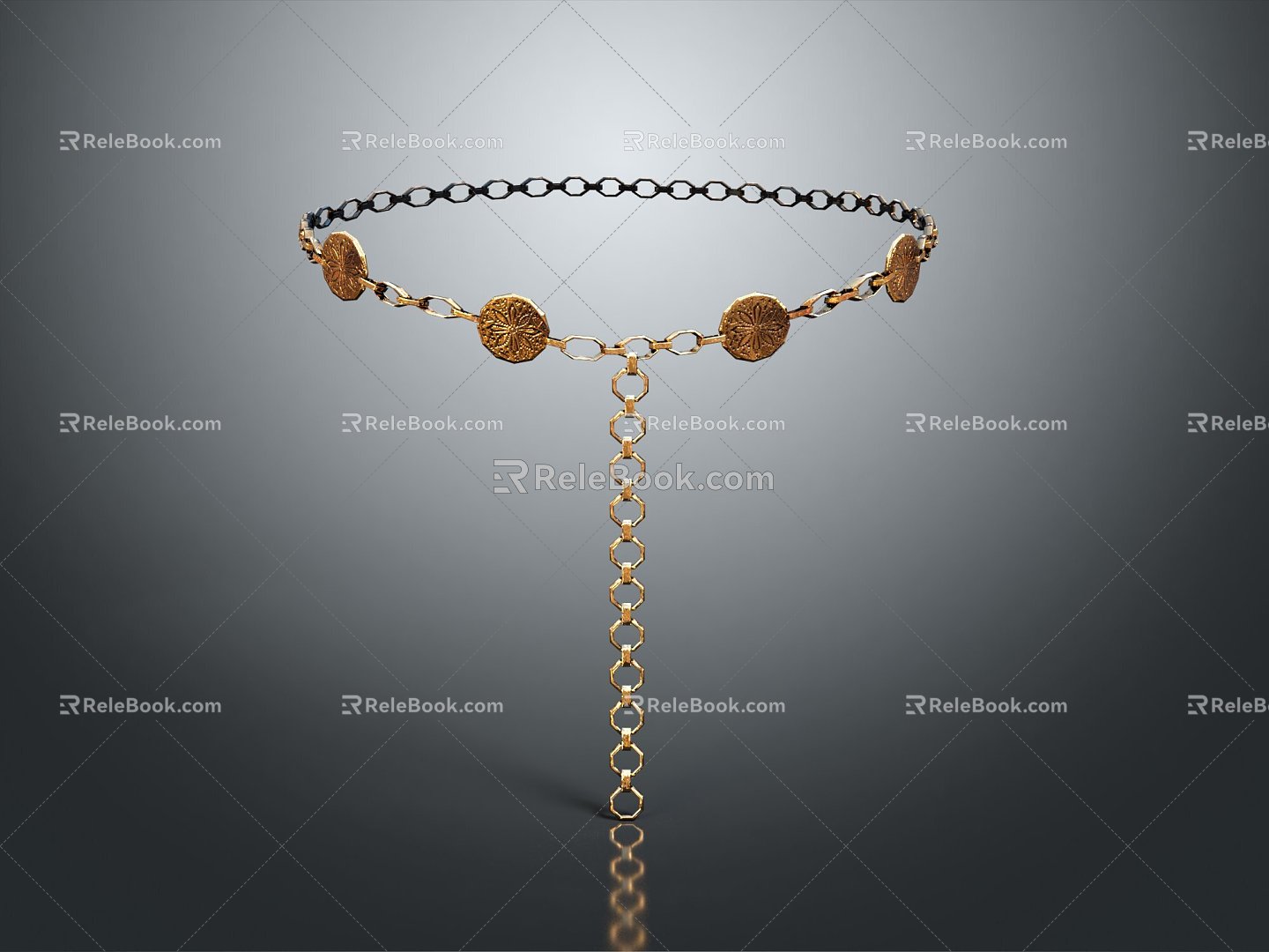 Modern Necklace Metal Necklace Tianzhu Necklace 3d model