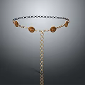 Chic Gold And Black Chain Necklace With Circular Pendants And Dangle Chain Design