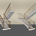 Modern Wooden Staircase Design With White Steps And Metal Railings In Home Interior