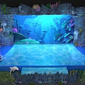 Underwater Themed Stage Design With Coral Seaweed Fish Jellyfish And Rock Formations