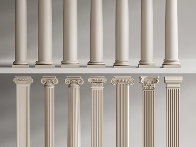 Elegant Roman Columns With Various Capital Styles And Smooth Shaft Details 3d model