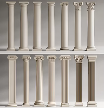 European Roman Column Carved Roman Column 3d model