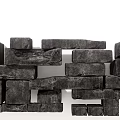 Stacked Black Stone Blocks With Irregular Shapes And Textured Surfaces 3d model